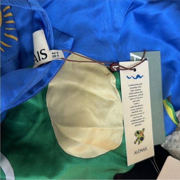 Alemais 100% silk Soleil One Shoulder Midi Dress In Cobalt NWT - Picture 8 of 8